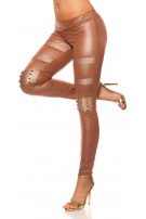 Sexy KouCla leatherlook-leggings with studs Cappuccino